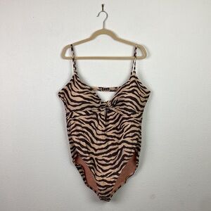 NWT J. Crew | Front Twist Cream Brown Zebra One Piece Swimsuit 22